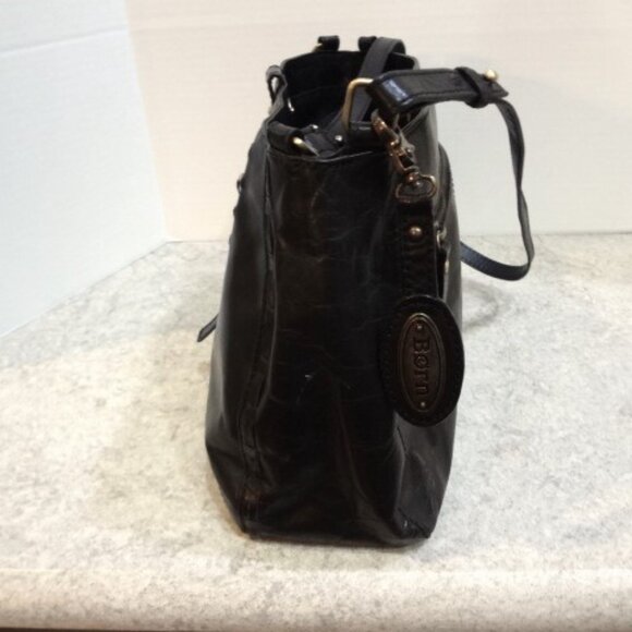 Born Black Leather Shoulder Bag with Adjustable Shoulder Straps - Picture 2 of 5